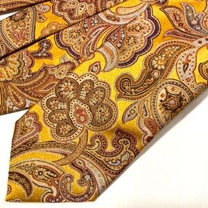 Daniel Lazaro Figueredo FIG Jacquard Paisley Men Neck Tie NWT Gold 58”